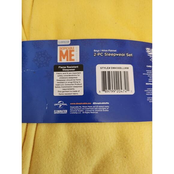 Minions Flannel Pajamas‎ Sleepwear Set Size 4 / 5 block Minion Boys 2 Pcs New - Picture 8 of 9